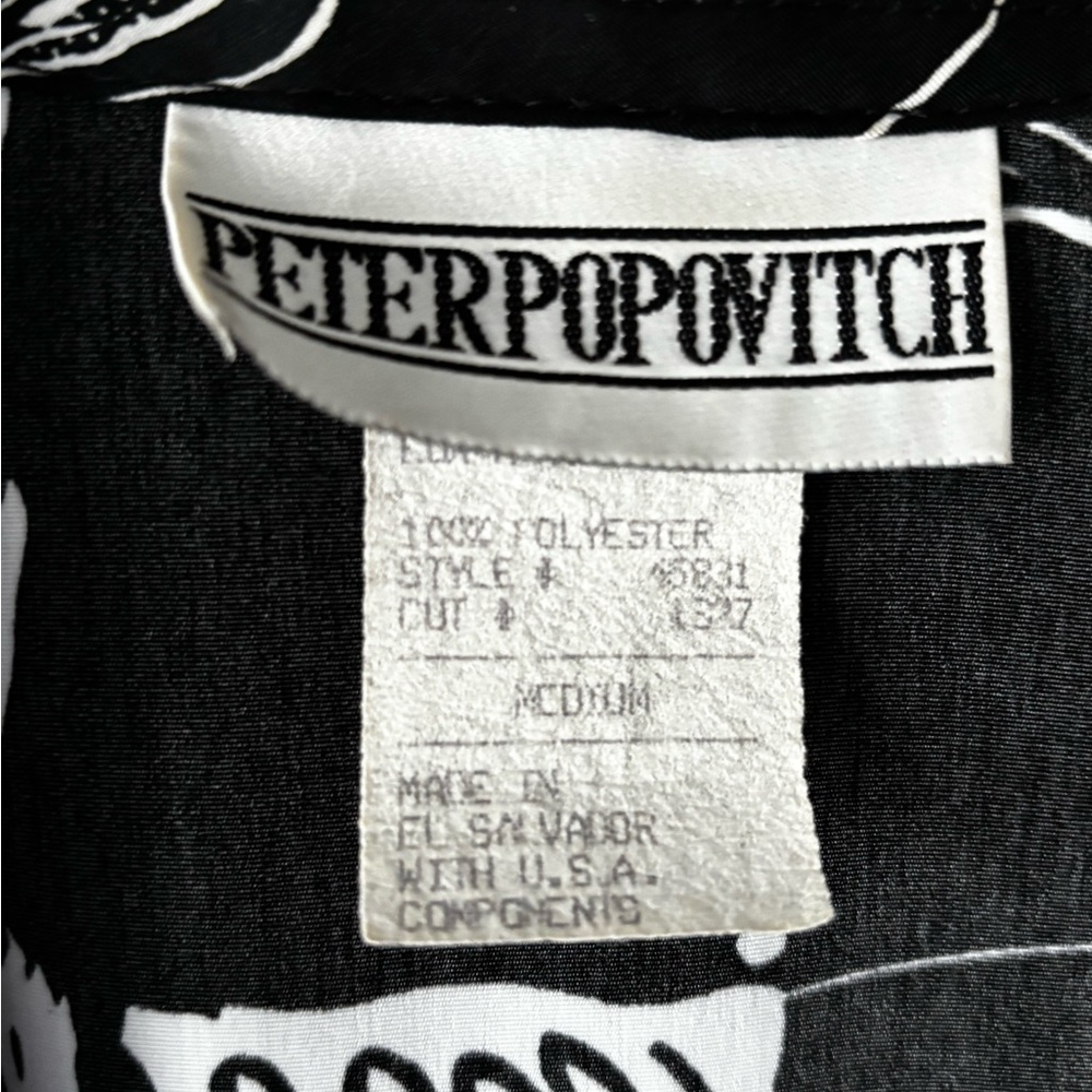 Vintage Peter Popovitch Black & White Abstract Print Open Front Jacket M - Picture 8 of 10